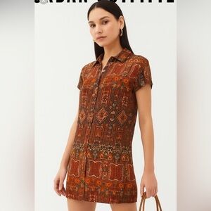 Urban Outfitters Geo Print Button-Front Mini Dress – Size XS